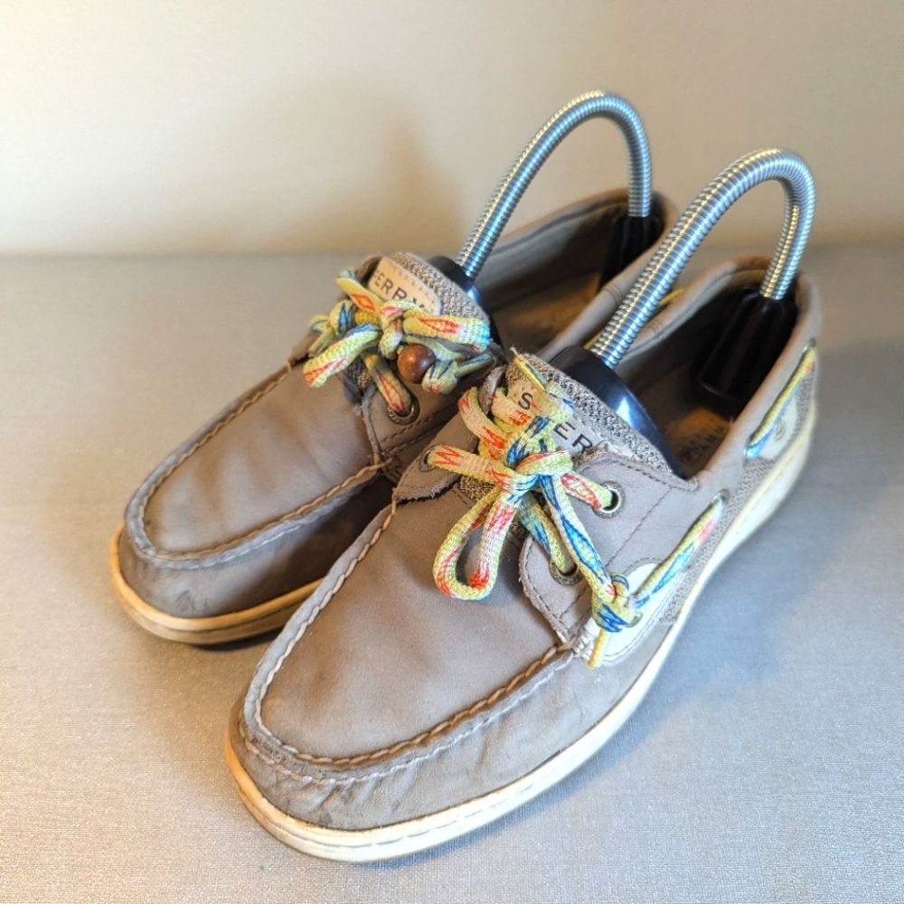 Sperry Top-Sider Boat Shoes Taupe / Olive Size 6.5